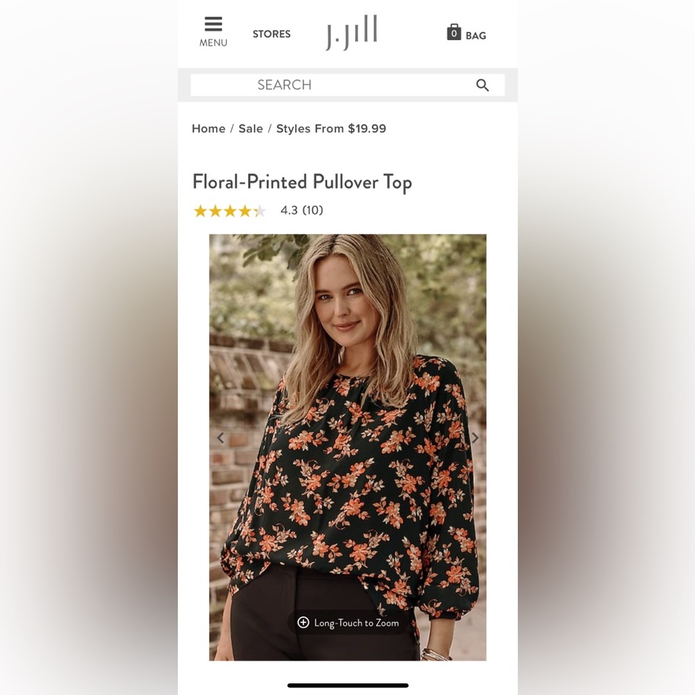 J. Jill Black and Orange Floral Blouse